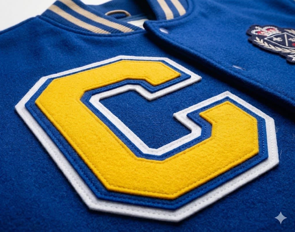 Triple felt varsity patch close-up
