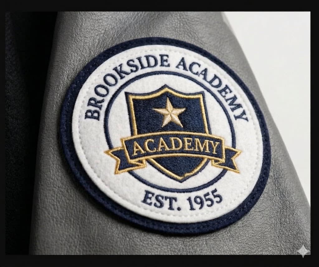 Felt embroidered school crest sleeve patch