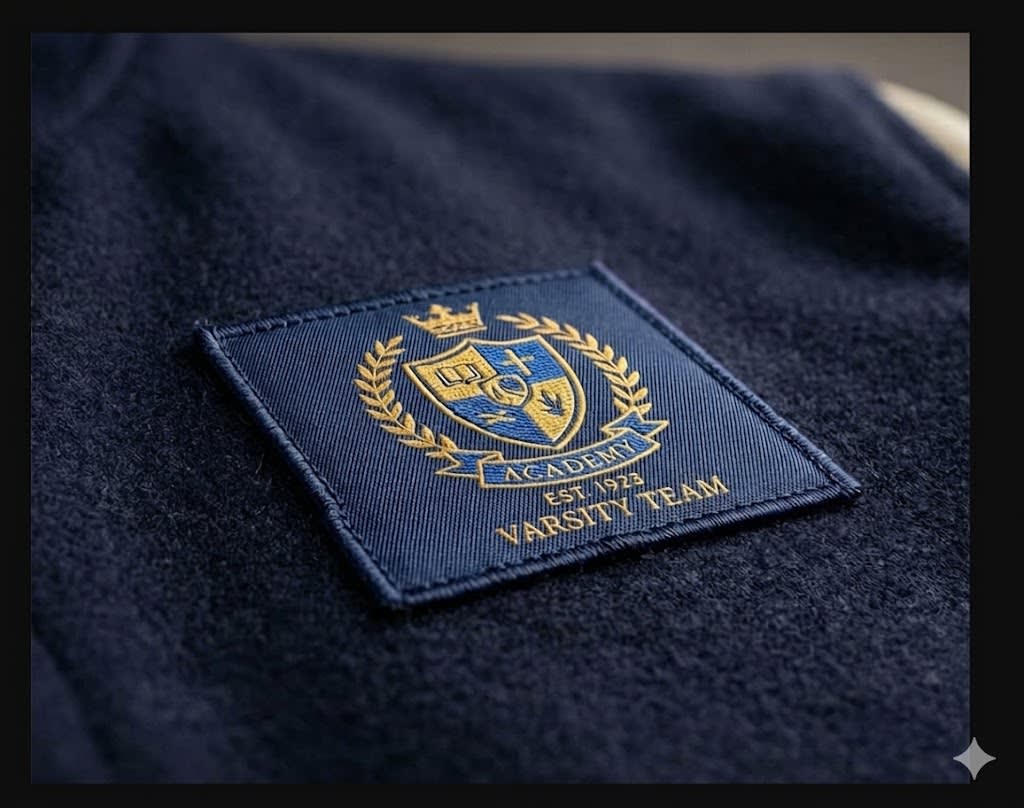 Woven patch macro showing fine threads